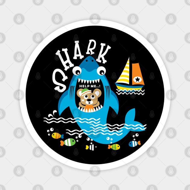 Shark Bear Mouth Cartoon Magnet by Mako Design 